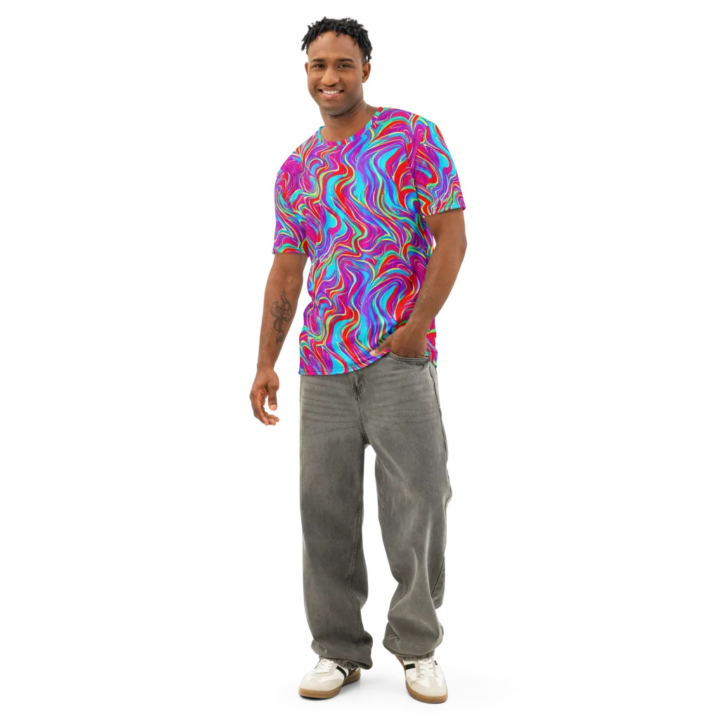 Rainbow Turbulence on Men's Cotton Crew Neck T-Shirt — Front