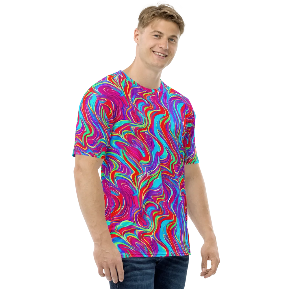 Rainbow Turbulence on Men's Crew Neck T-Shirt — Right