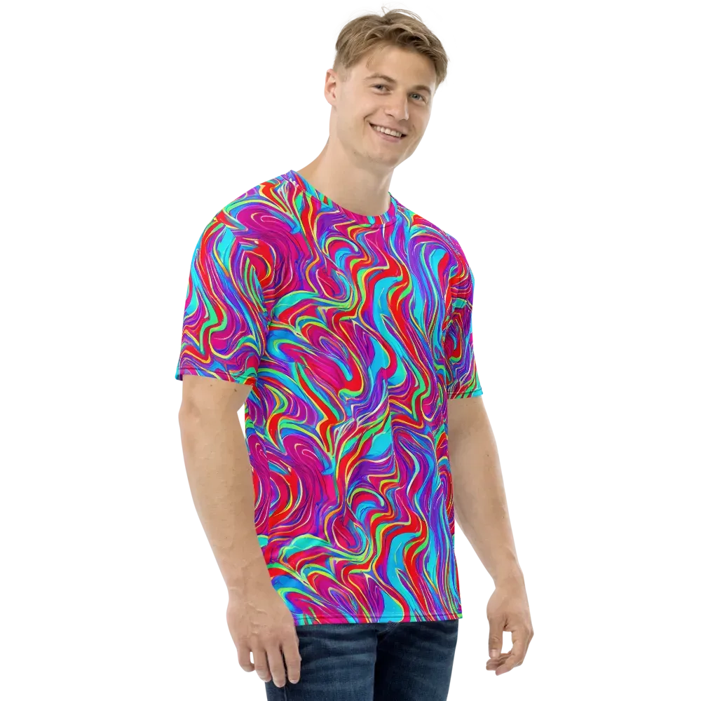 Rainbow Turbulence on Men's Crew Neck T-Shirt — Right