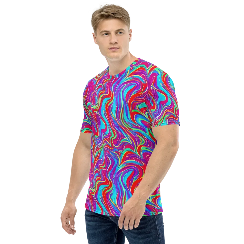 Rainbow Turbulence on Men's Crew Neck T-Shirt — Left