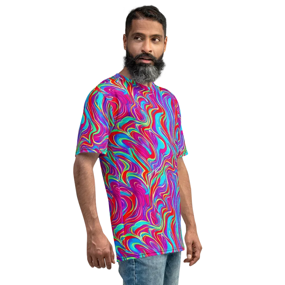 Rainbow Turbulence on Men's Crew Neck T-Shirt — Right