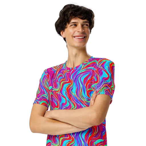 Rainbow Turbulence on a Men's Crew Neck T-Shirt