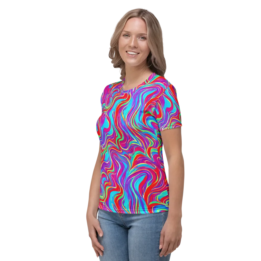 Rainbow Turbulence on Women's Crew Neck T-Shirt — Left