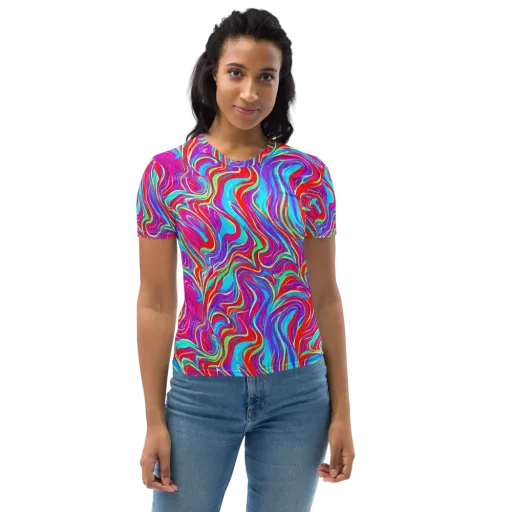 Rainbow Turbulence on a Women's Crew Neck T-Shirt