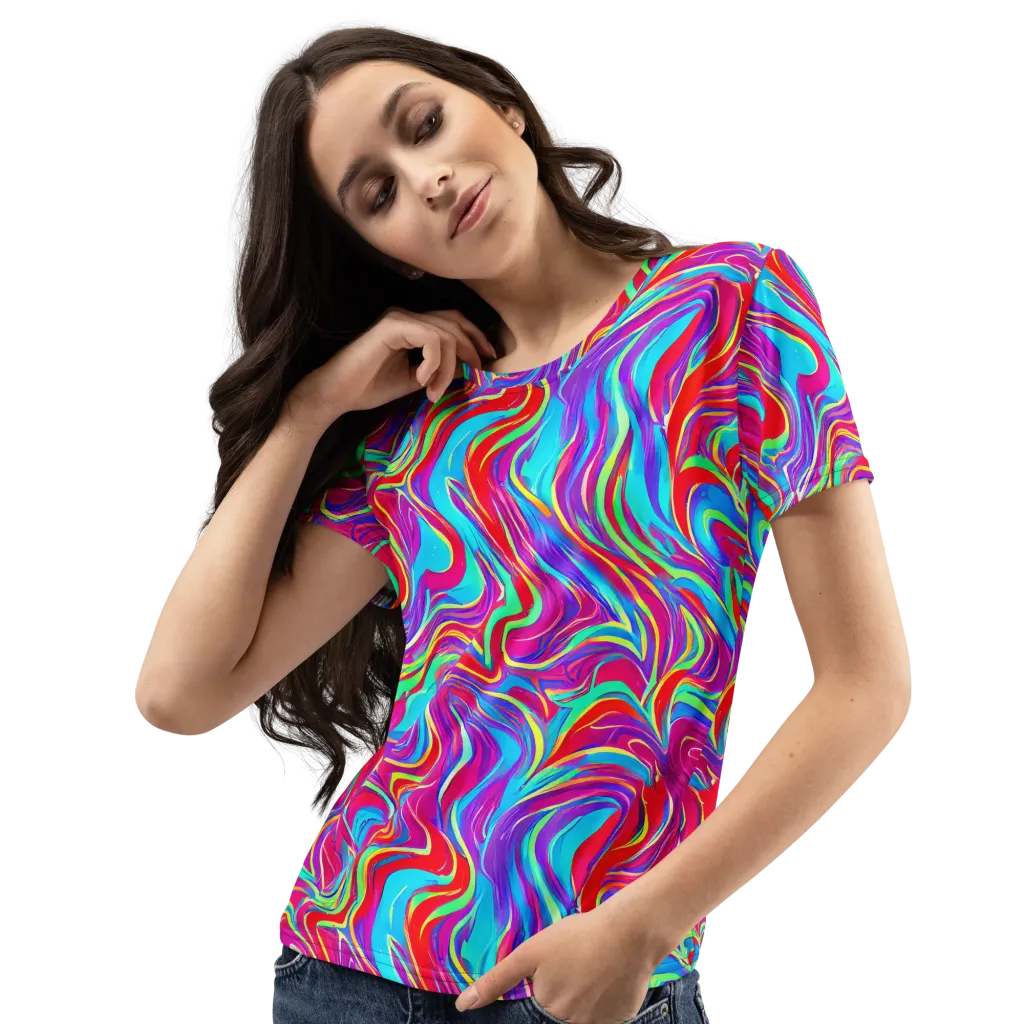 Rainbow Turbulence on Women's Crew Neck T-Shirt — Left Front