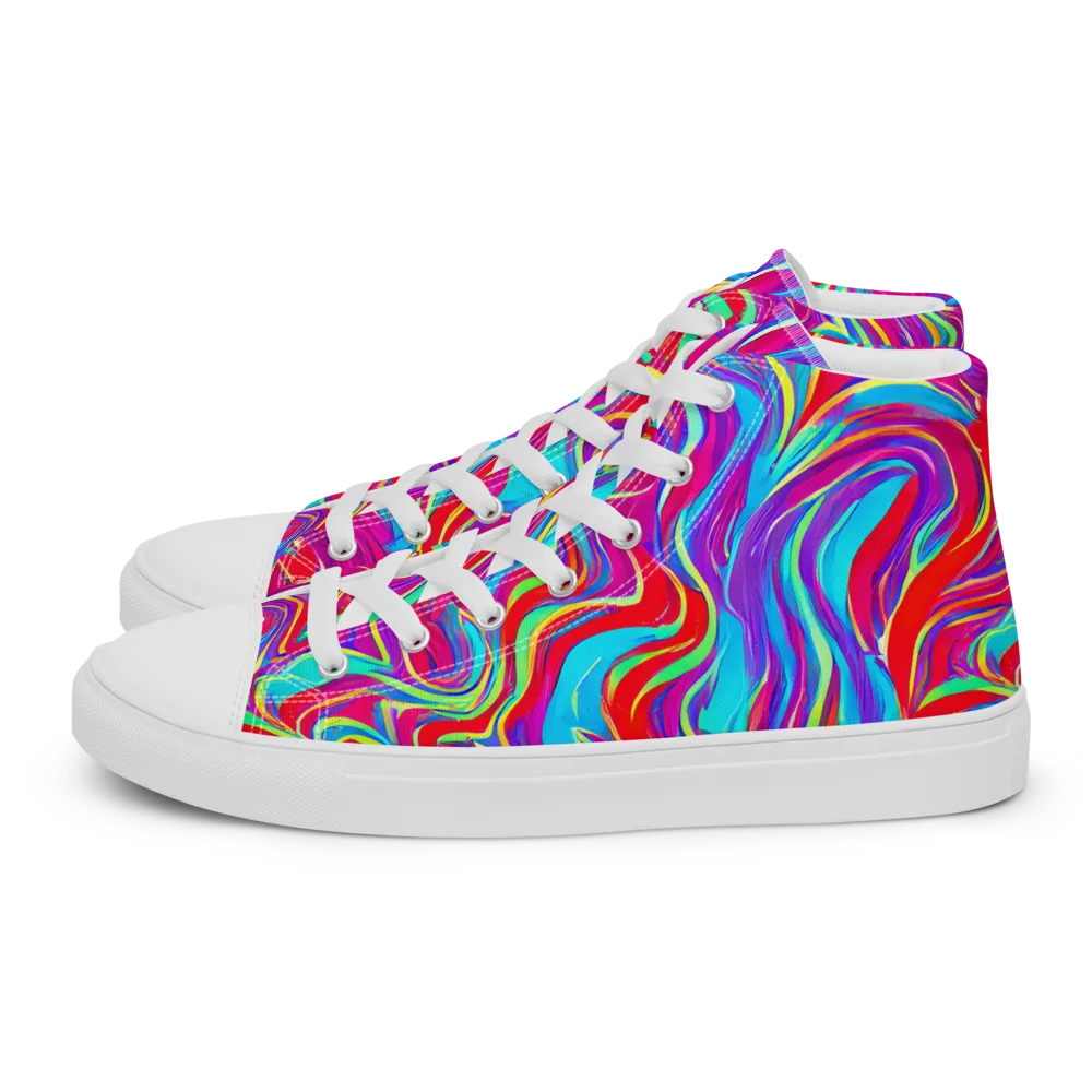Rainbow Turbulence on Women's High Top Canvas Shoes — Left