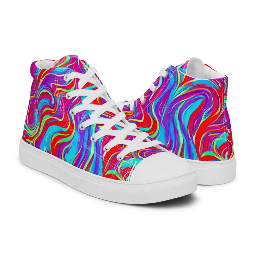 Rainbow Turbulence on Women's High Top Canvas Shoes — Right