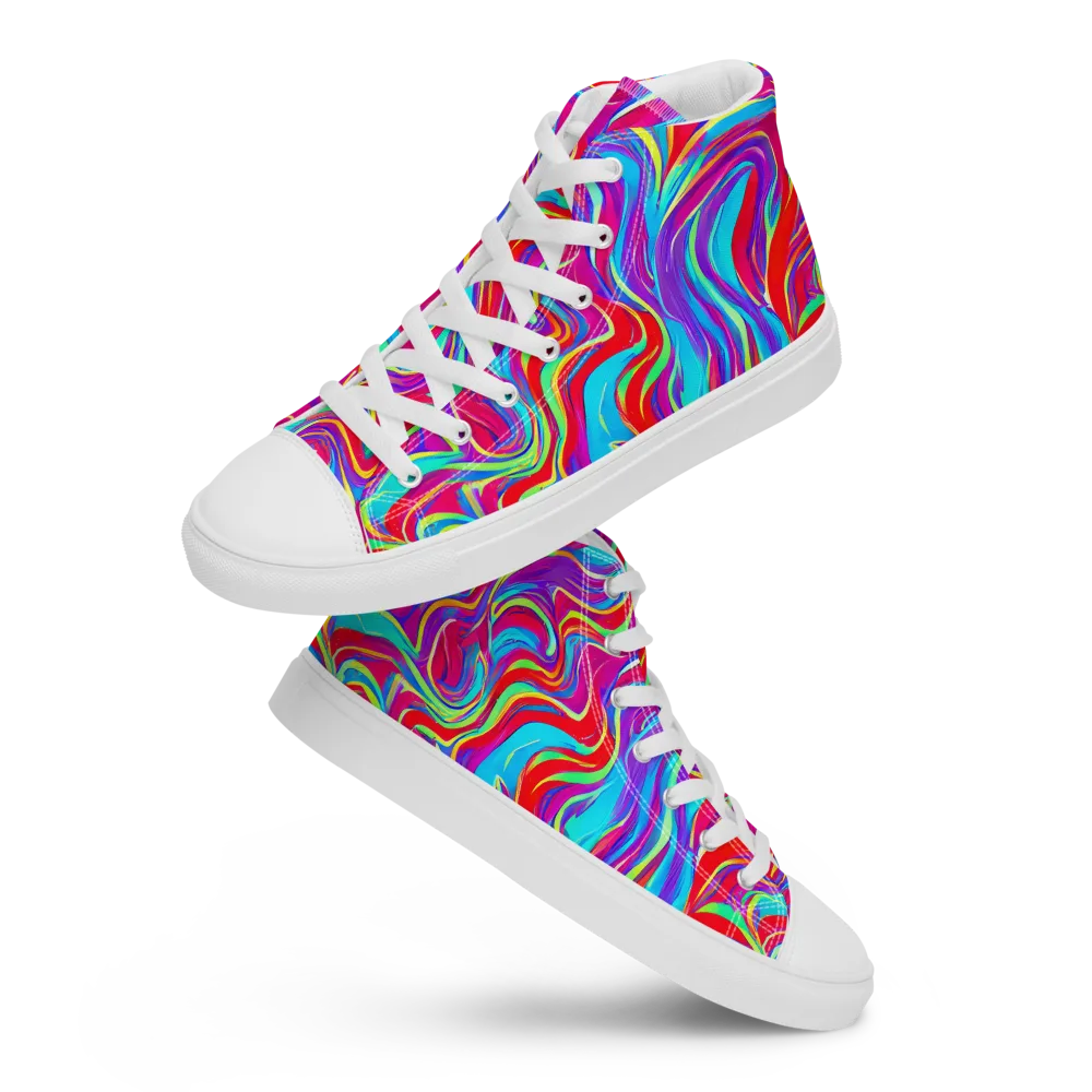 Rainbow Turbulence on Women's High Top Canvas Shoes — Front