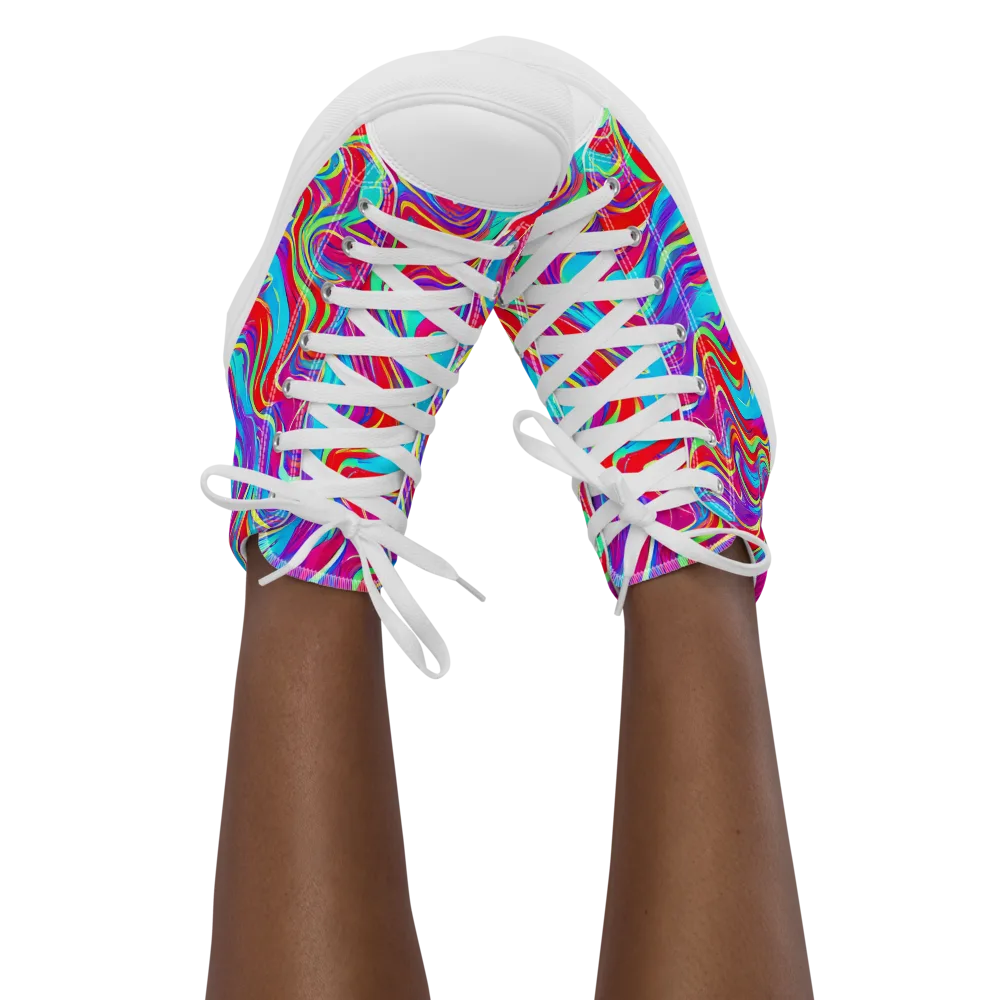 Rainbow Turbulence on Women's High Top Canvas Shoes — Front
