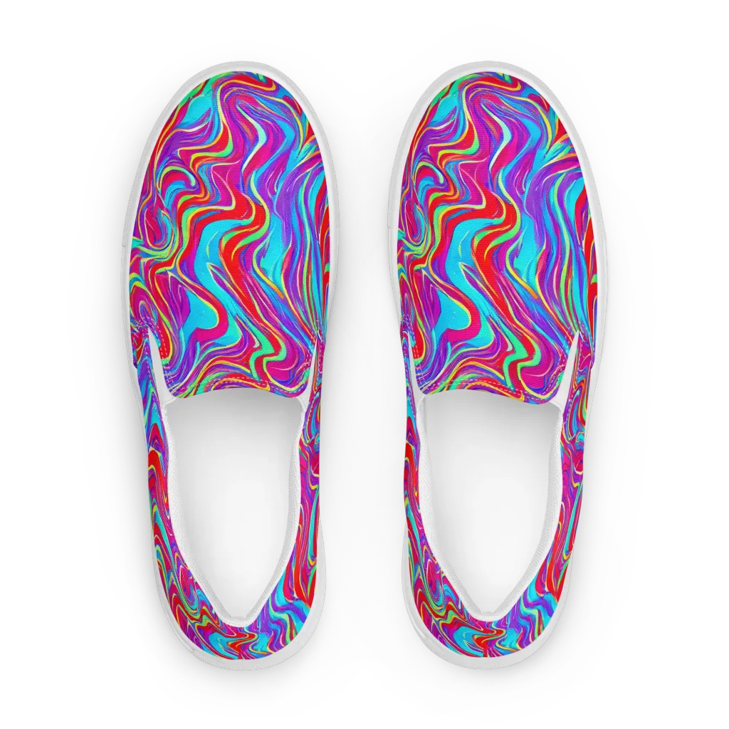 Rainbow Turbulence on Men's Slip-On Canvas Shoes — Front