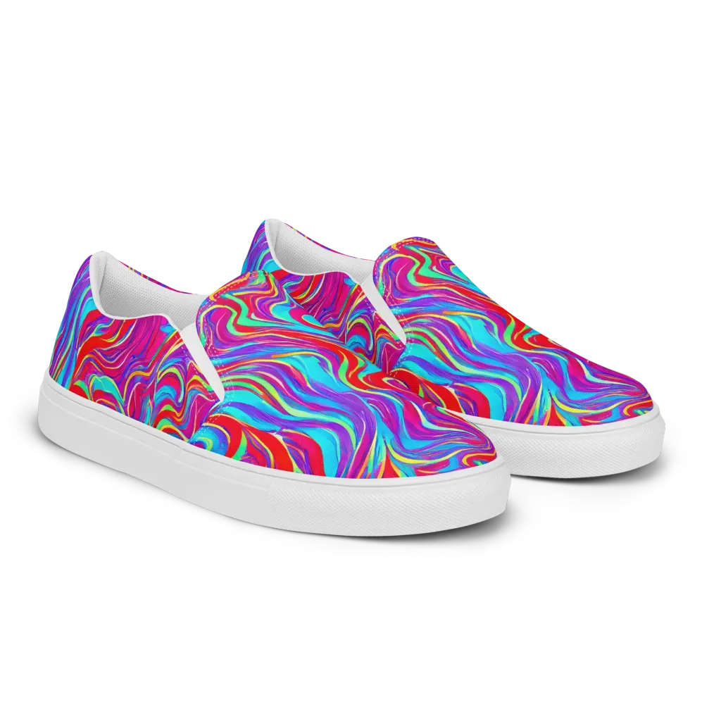 Rainbow Turbulence on Men's Slip-On Canvas Shoes — Right Front