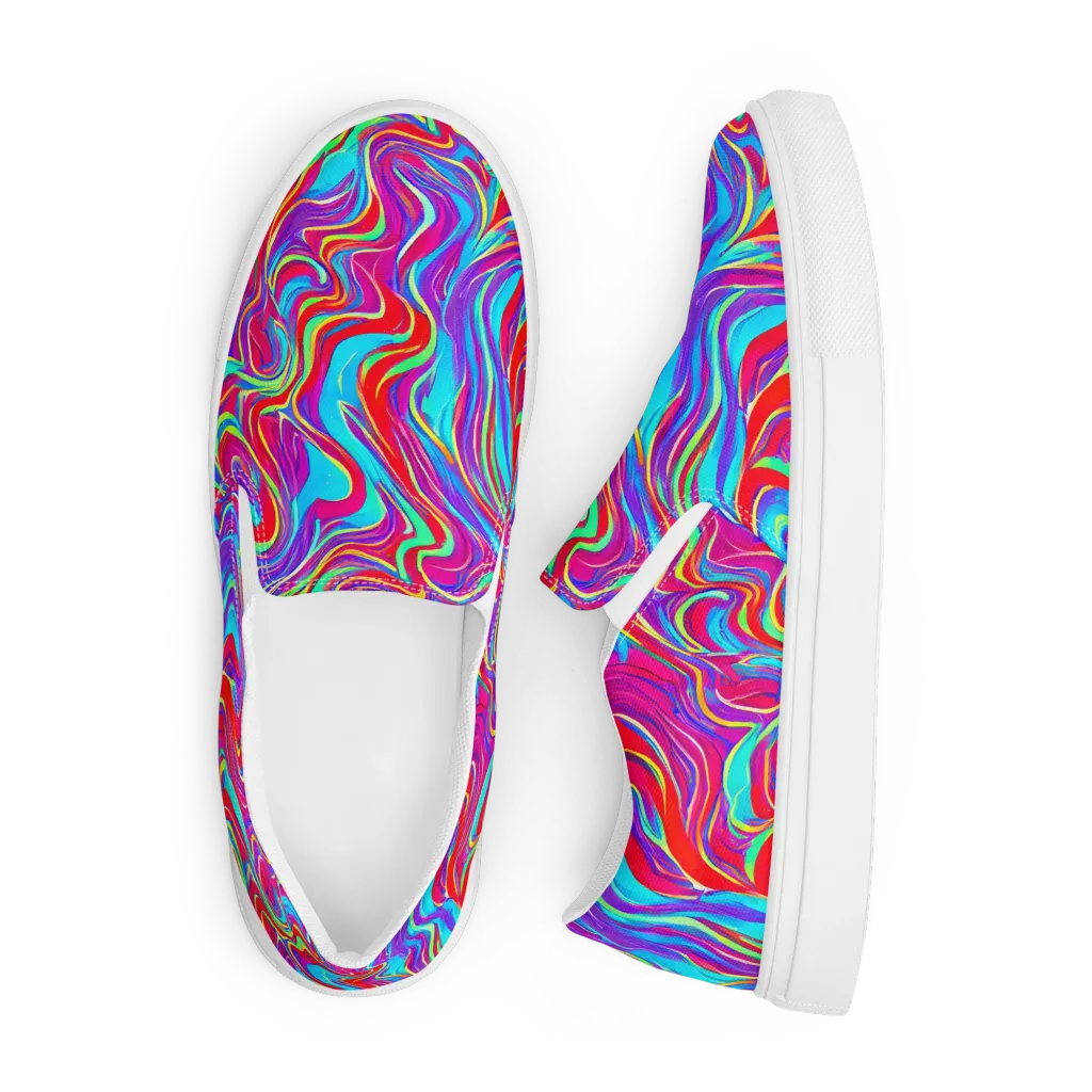 Rainbow Turbulence on Men's Slip-On Canvas Shoes — Front