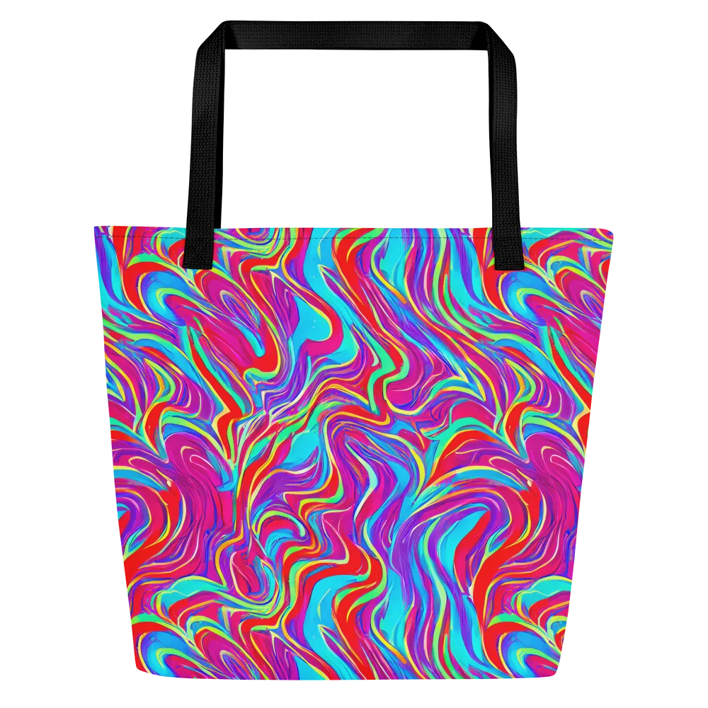 Rainbow Turbulence on Large Tote Bag W/ Pocket — Front