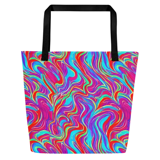 Rainbow Turbulence on a Large Tote Bag W/ Pocket