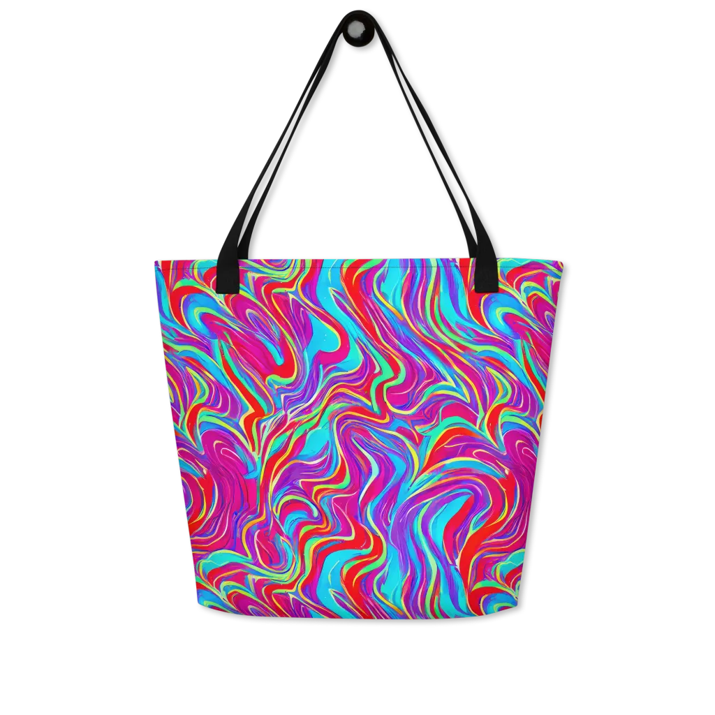 Rainbow Turbulence on Large Tote Bag W/ Pocket — Front