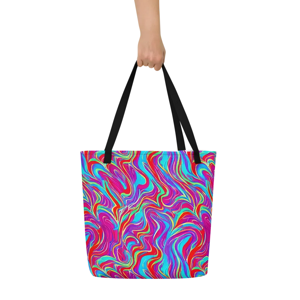 Rainbow Turbulence on Large Tote Bag W/ Pocket — Front