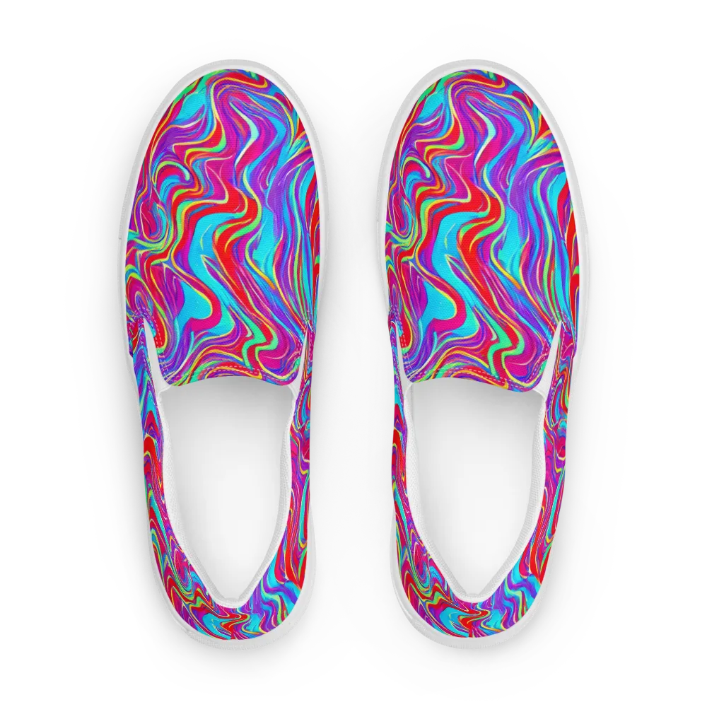 Rainbow Turbulence on Women's Slip-On Canvas Shoes — Front