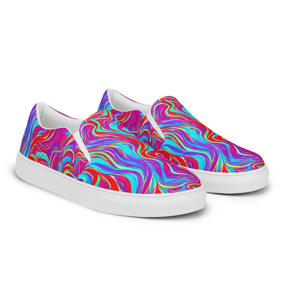 Rainbow Turbulence on Women's Slip-On Canvas Shoes — Right Front