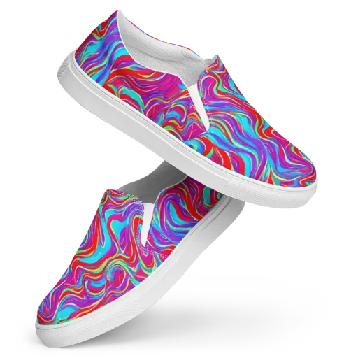 Rainbow Turbulence on a Women's Slip-On Canvas Shoes