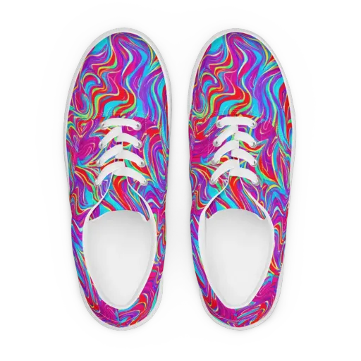 Rainbow Turbulence on a Men's Lace-Up Canvas Shoes