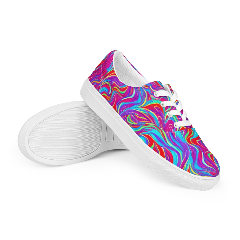 Rainbow Turbulence on Men's Lace-Up Canvas Shoes — Right Front