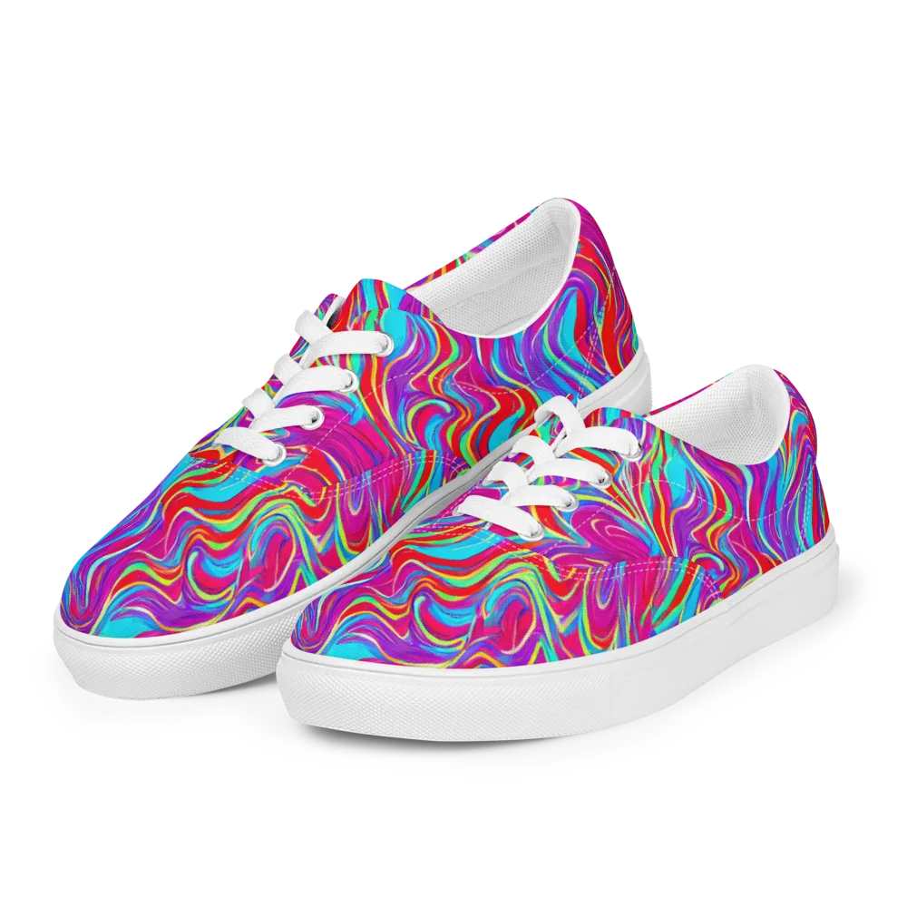Rainbow Turbulence on Men's Lace-Up Canvas Shoes — Left Front