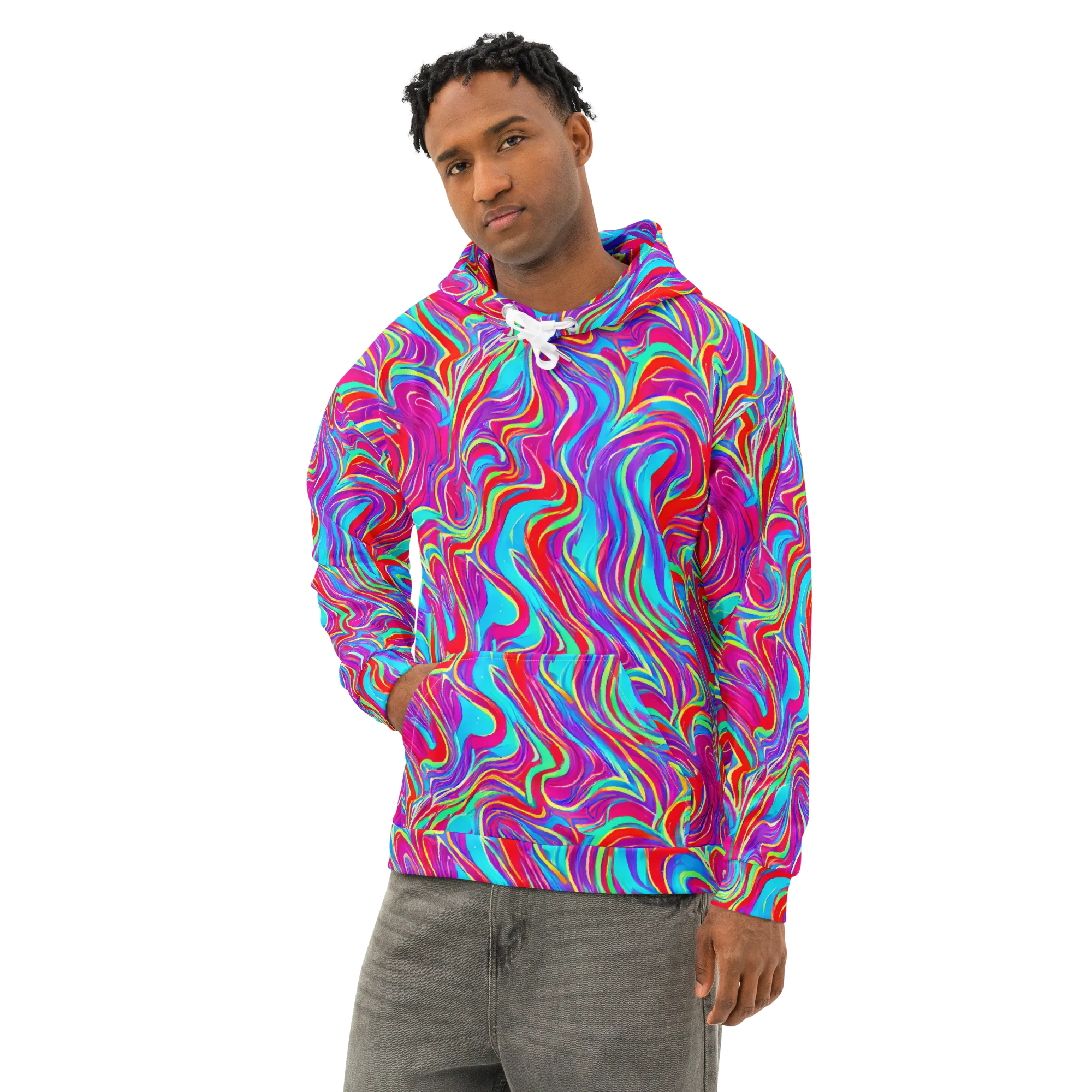 Rainbow Turbulence on Cotton Hoodie — Left Front
