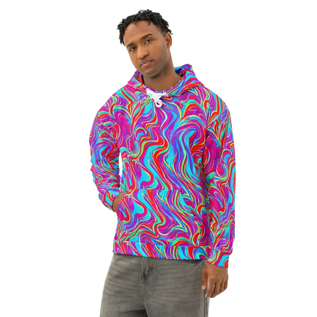 Rainbow Turbulence on Cotton Hoodie — Left Front