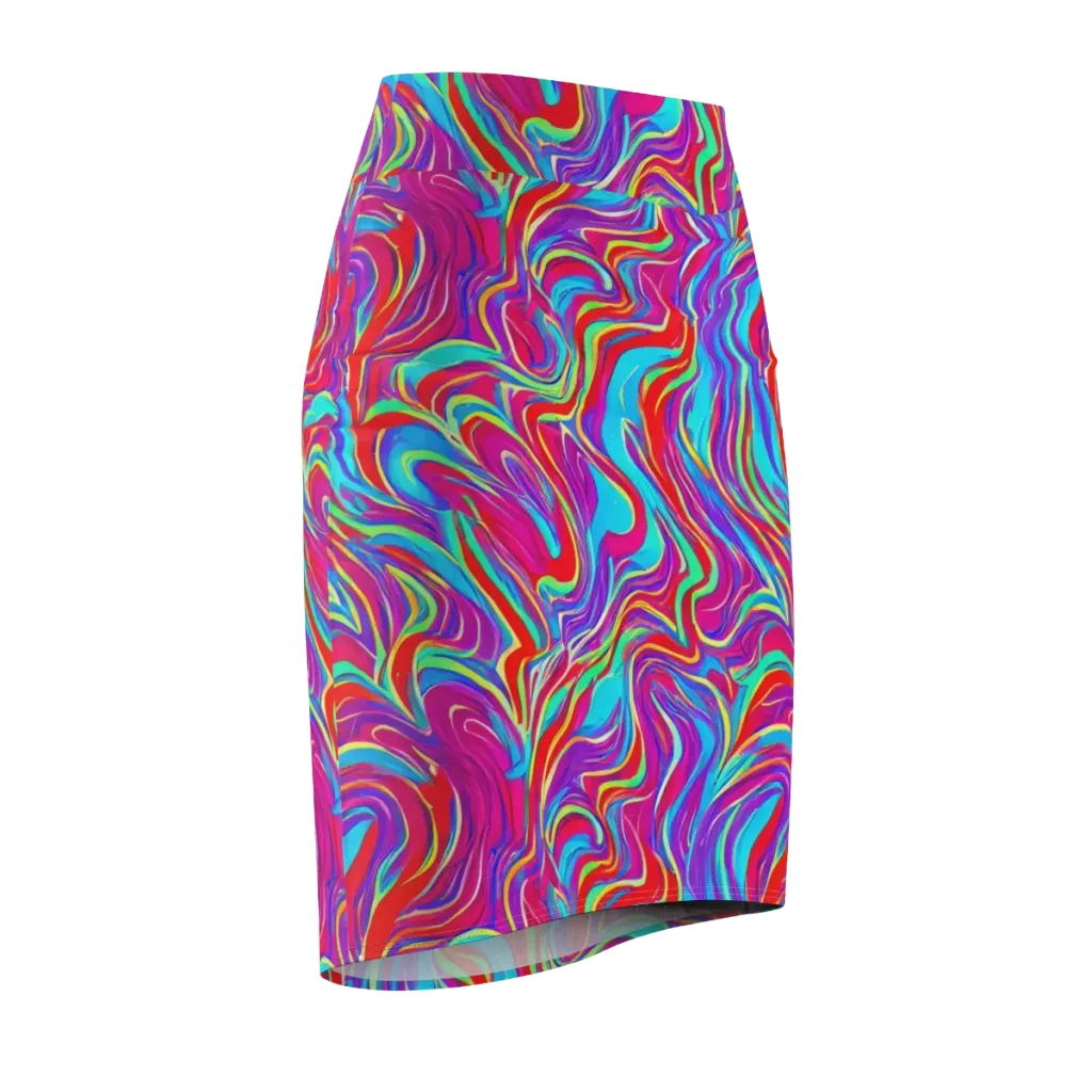 Rainbow Turbulence on Pencil Skirt — Front Side