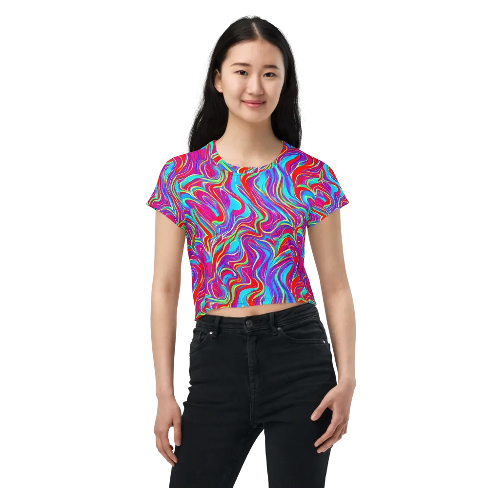 Rainbow Turbulence on Crop Tee — Front