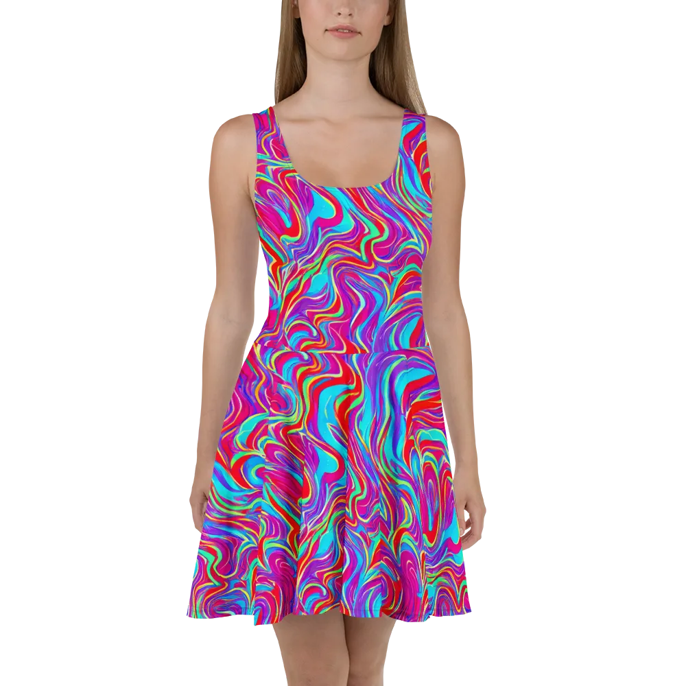 Rainbow Turbulence on Skater Dress — Front