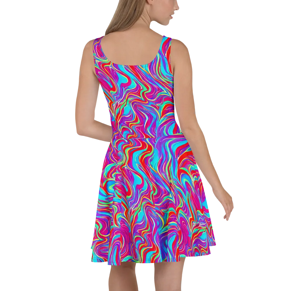 Rainbow Turbulence on Skater Dress — Back