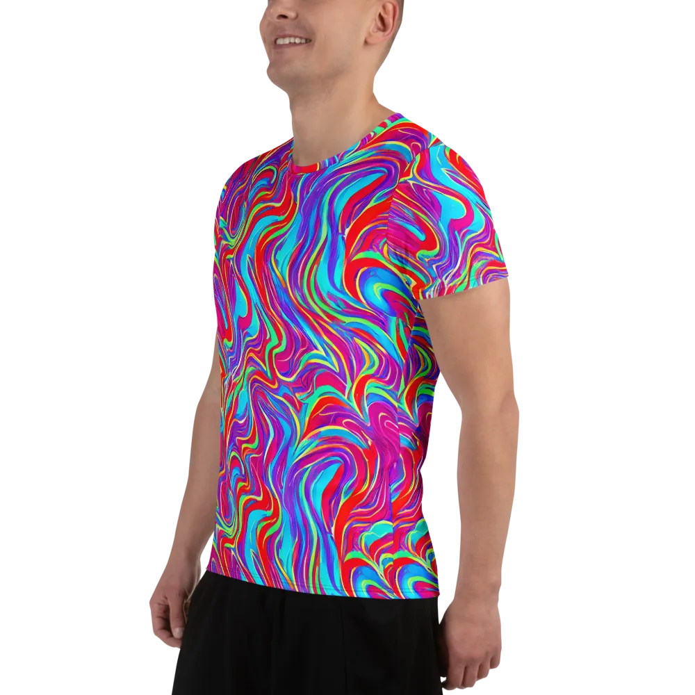 Rainbow Turbulence on Men's Athletic T-Shirt — Left