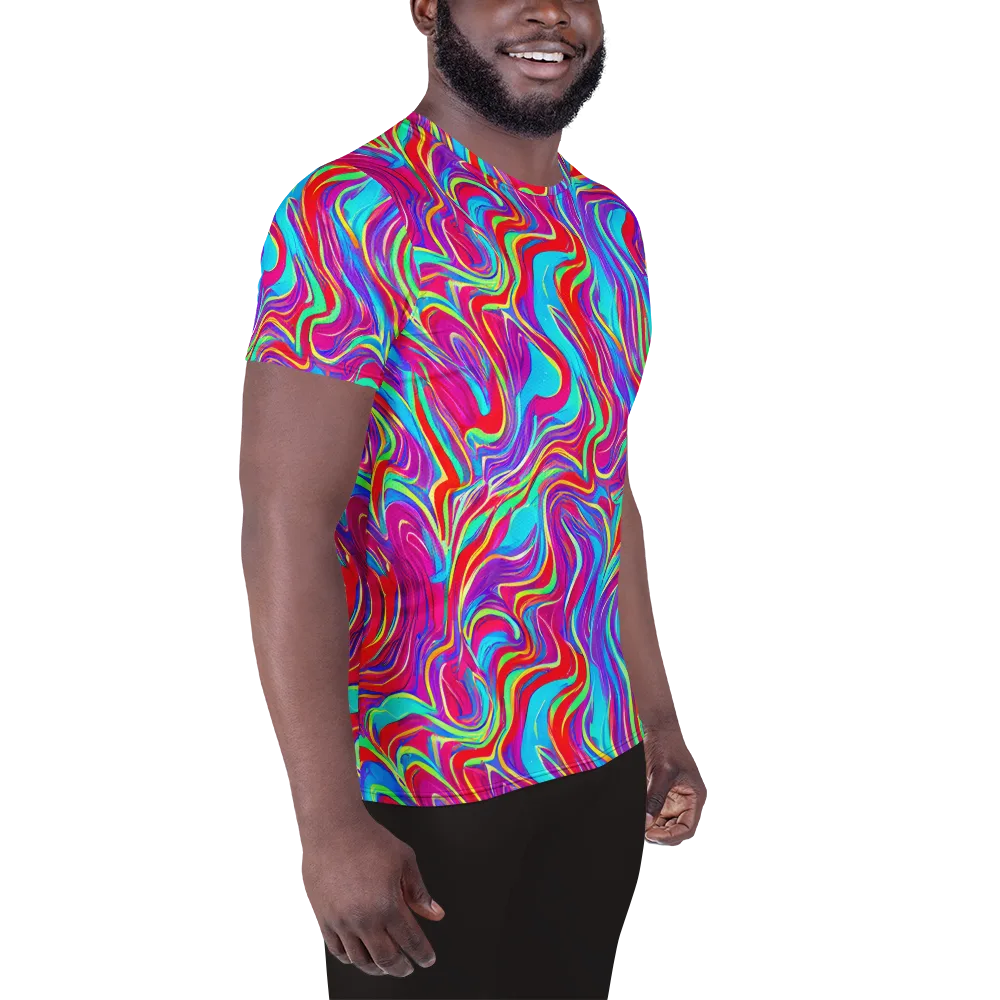 Rainbow Turbulence on Men's Athletic T-Shirt — Right