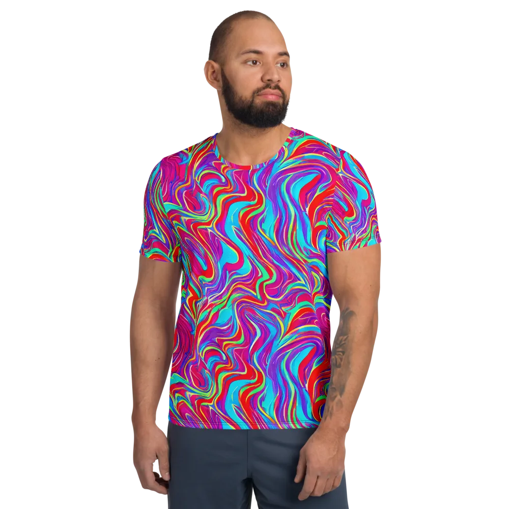 Rainbow Turbulence on Men's Athletic T-Shirt — Front