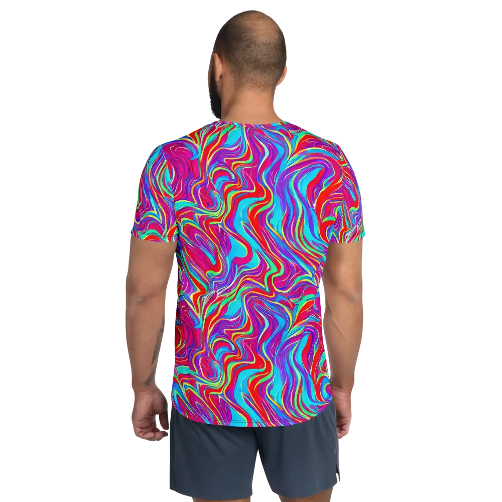Rainbow Turbulence on Men's Athletic T-Shirt — Back