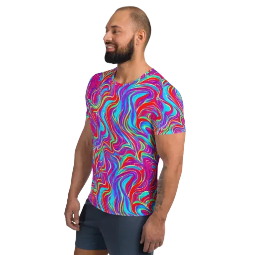 Rainbow Turbulence on a Men's Athletic T-Shirt