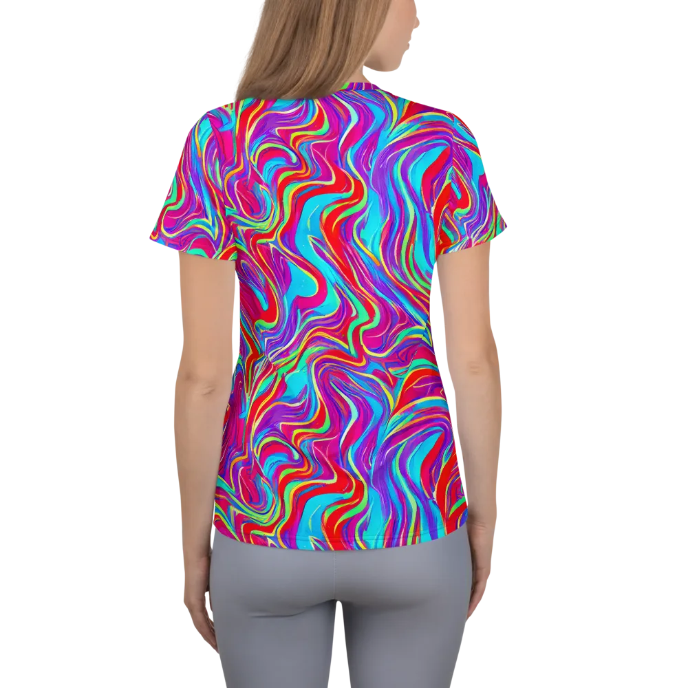 Rainbow Turbulence on Women's Athletic T-Shirt — Back