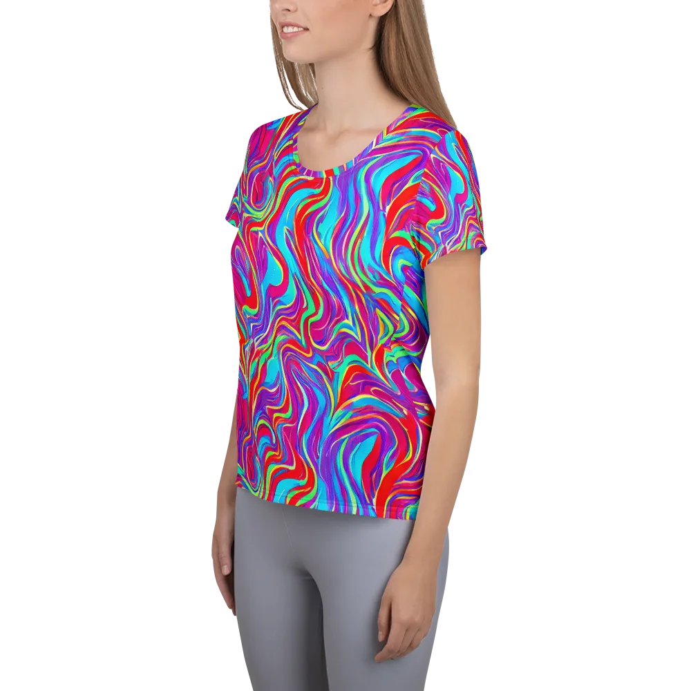 Rainbow Turbulence on Women's Athletic T-Shirt — Left