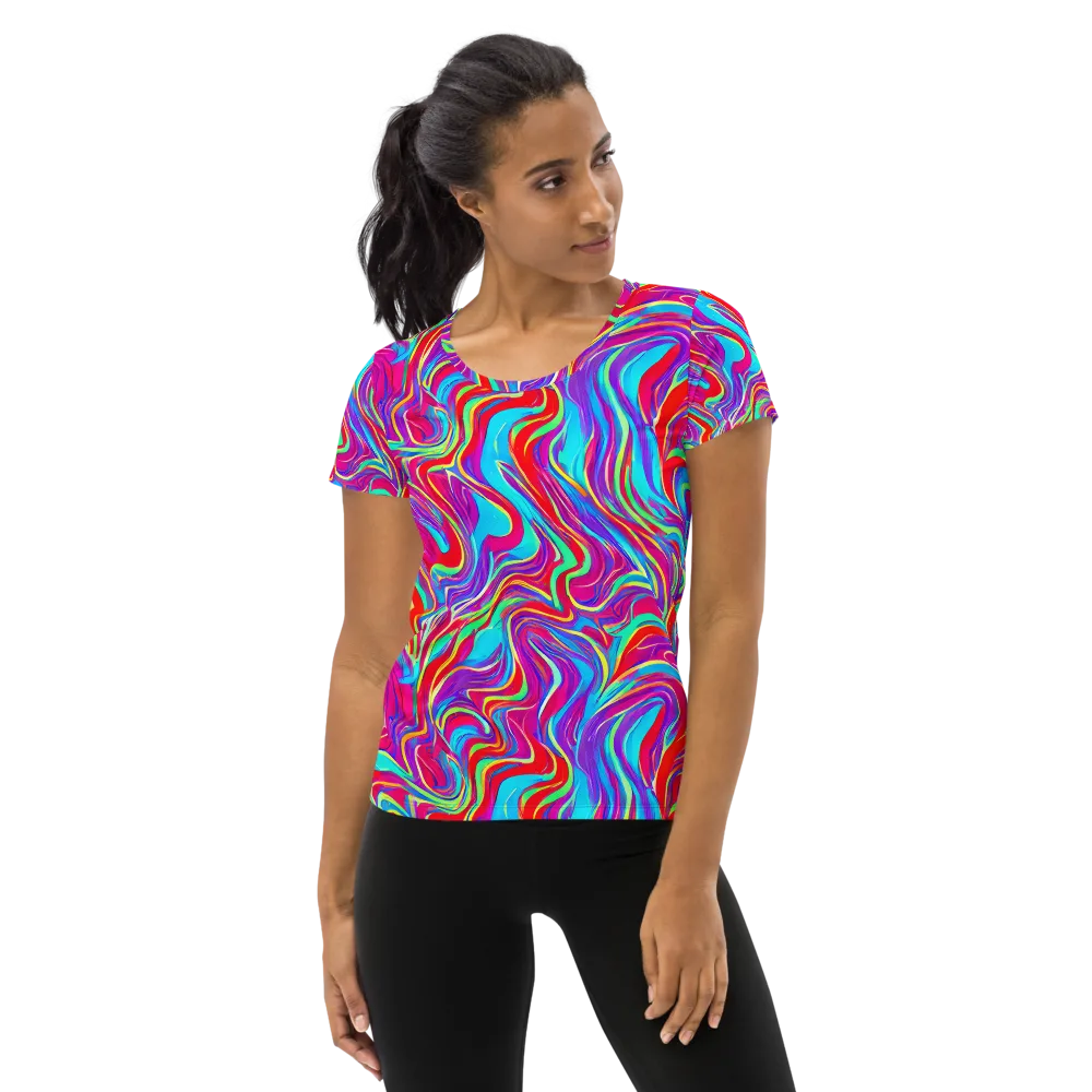 Rainbow Turbulence on Women's Athletic T-Shirt — Front