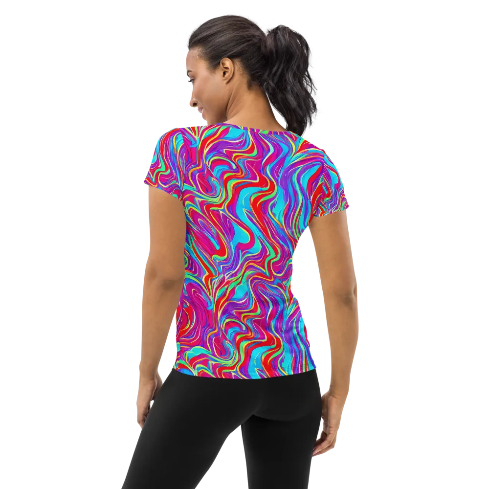 Rainbow Turbulence on Women's Athletic T-Shirt — Back