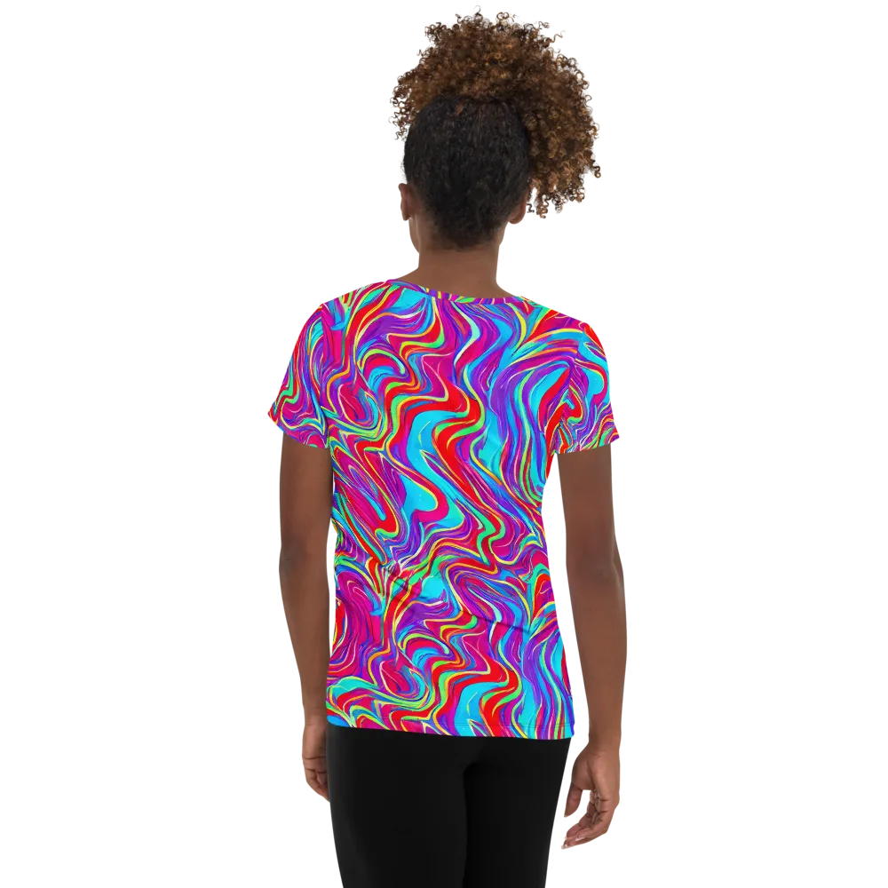 Rainbow Turbulence on Women's Athletic T-Shirt — Back