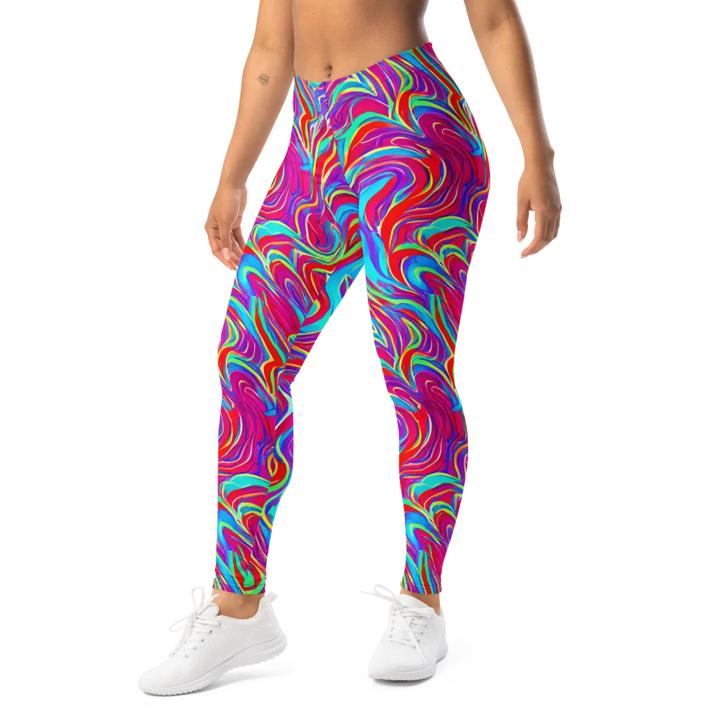 Rainbow Turbulence on Leggings — Left Front