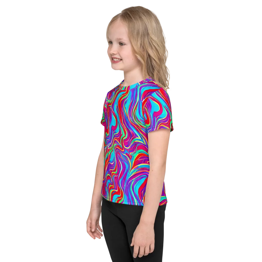 Rainbow Turbulence on Kids Crew Neck T-Shirt — Left