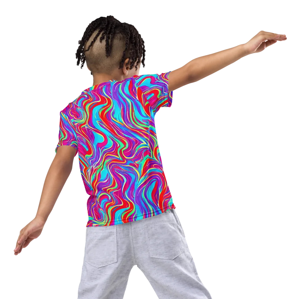 Rainbow Turbulence on Kids Crew Neck T-Shirt — Back