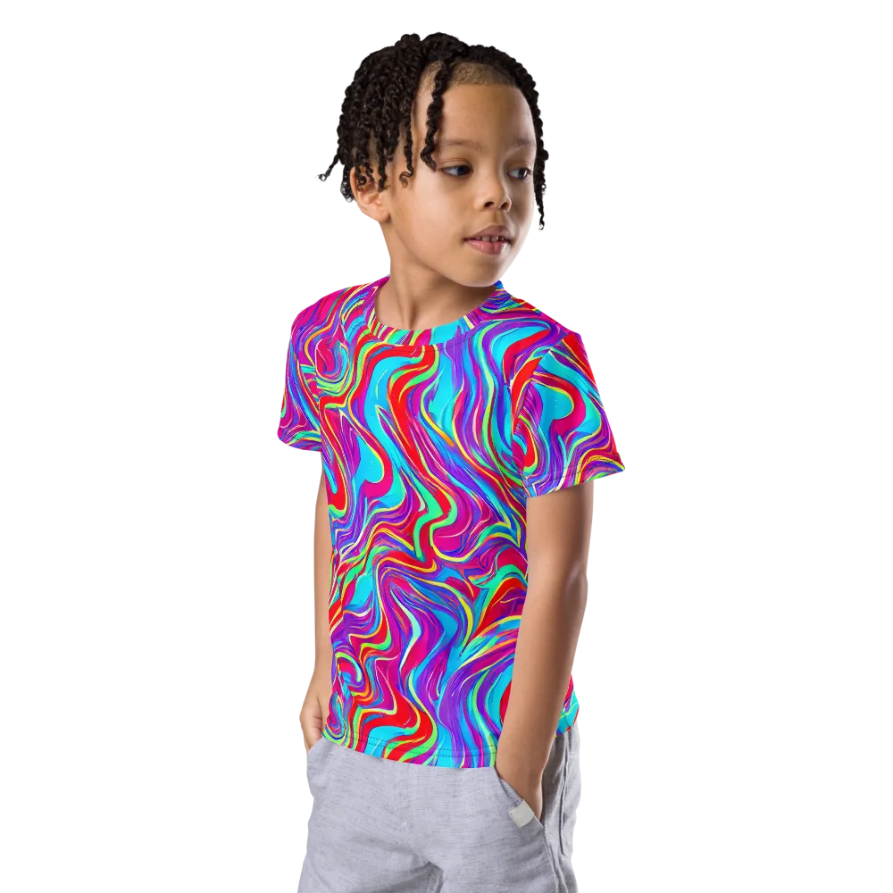 Rainbow Turbulence on Kids Crew Neck T-Shirt — Left Front
