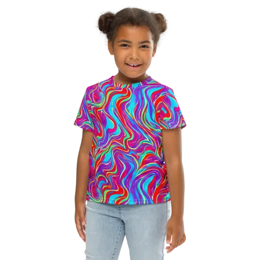 Rainbow Turbulence on a Kids Crew Neck T-Shirt