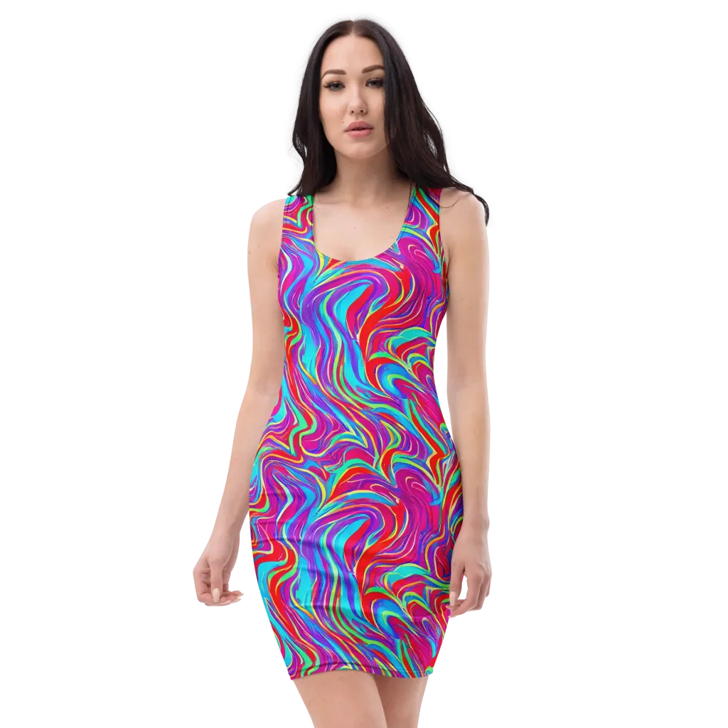 Rainbow Turbulence on Bodycon Dress — Front