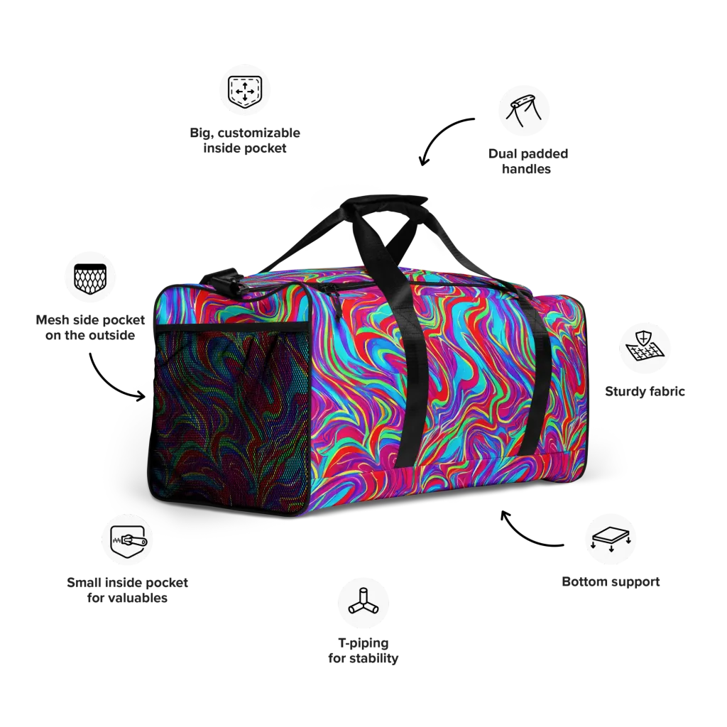 Rainbow Turbulence on Duffle Bag — Right Front