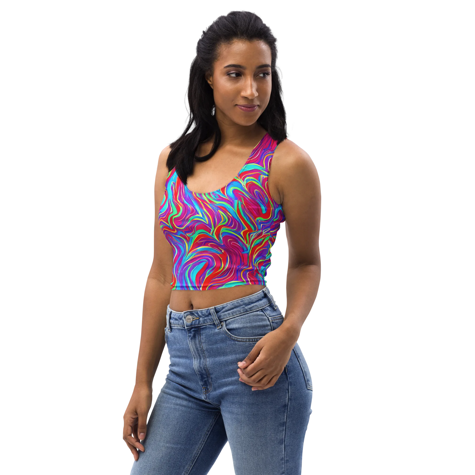 Rainbow Turbulence on Crop Top — Left Front